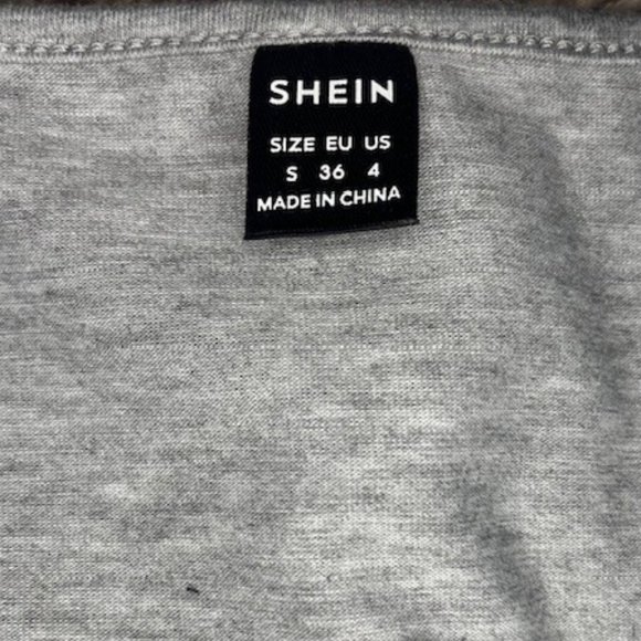 Shein V-neck Contrast Lace Ruffle Sleeve Top Gray Size S - Picture 5 of 6